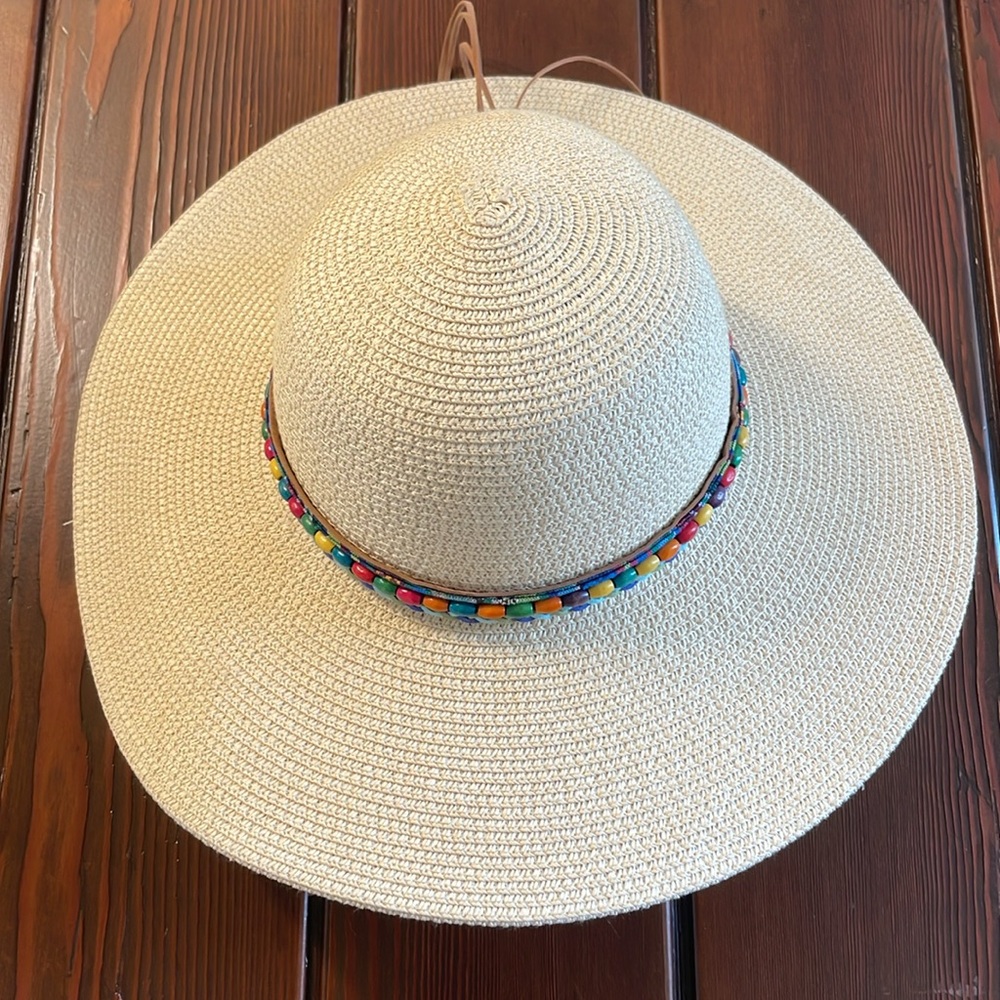 Royal Road Trading Co. Women's Sun Hat with colorful beads, adjustable OSFM VGUC - Picture 6 of 8